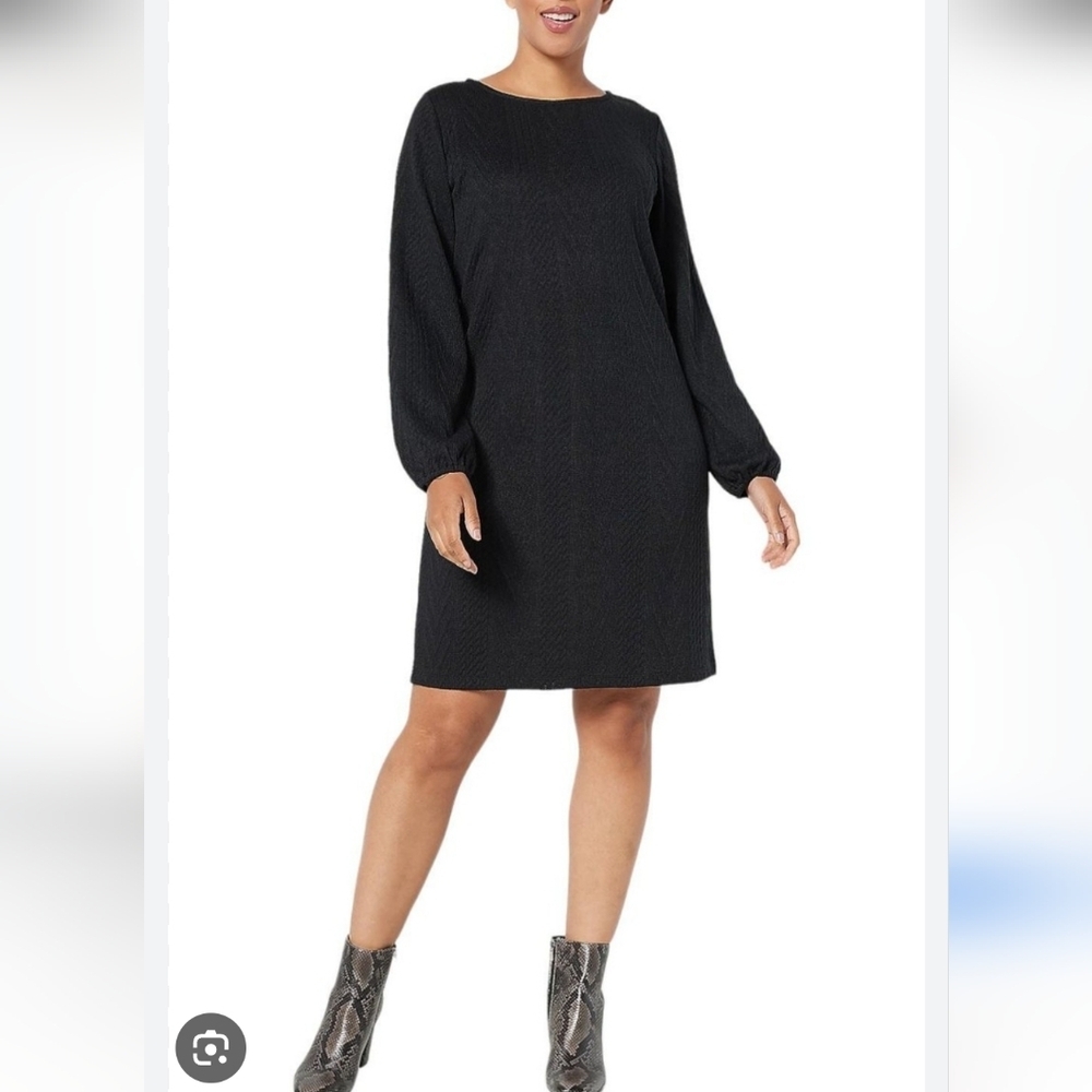 Susan Graver Black Dress Cable Knit Sweater Bateau Neck Office Career Pullover M